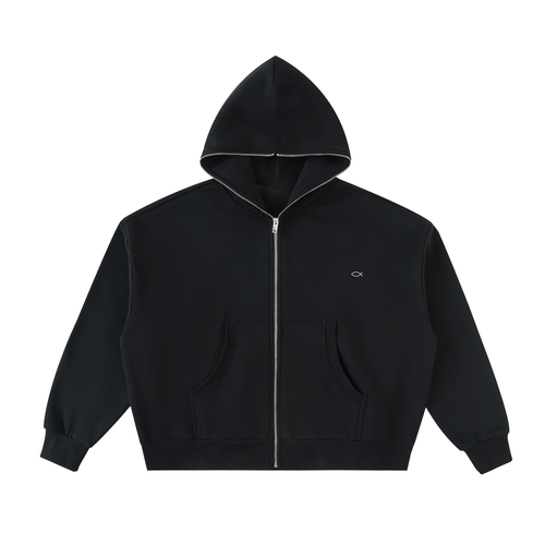 CALLED Fleeced Full-Zip Boxy Hoodie