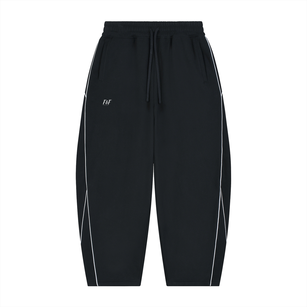 Unisex Piping Fleece Barrel Leg Sweatpants