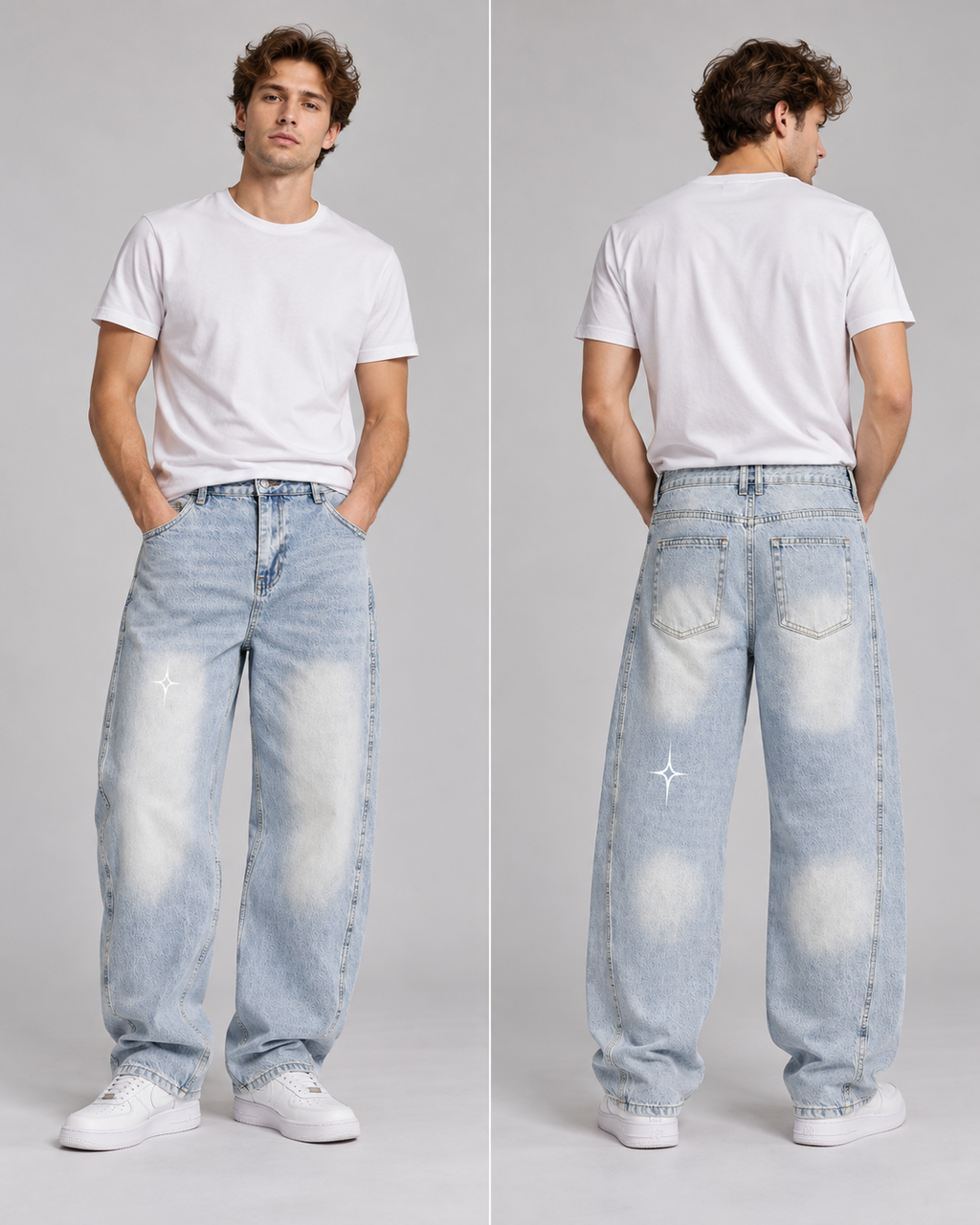 Men's Vintage Wash Sunfade Barrel Leg Jeans