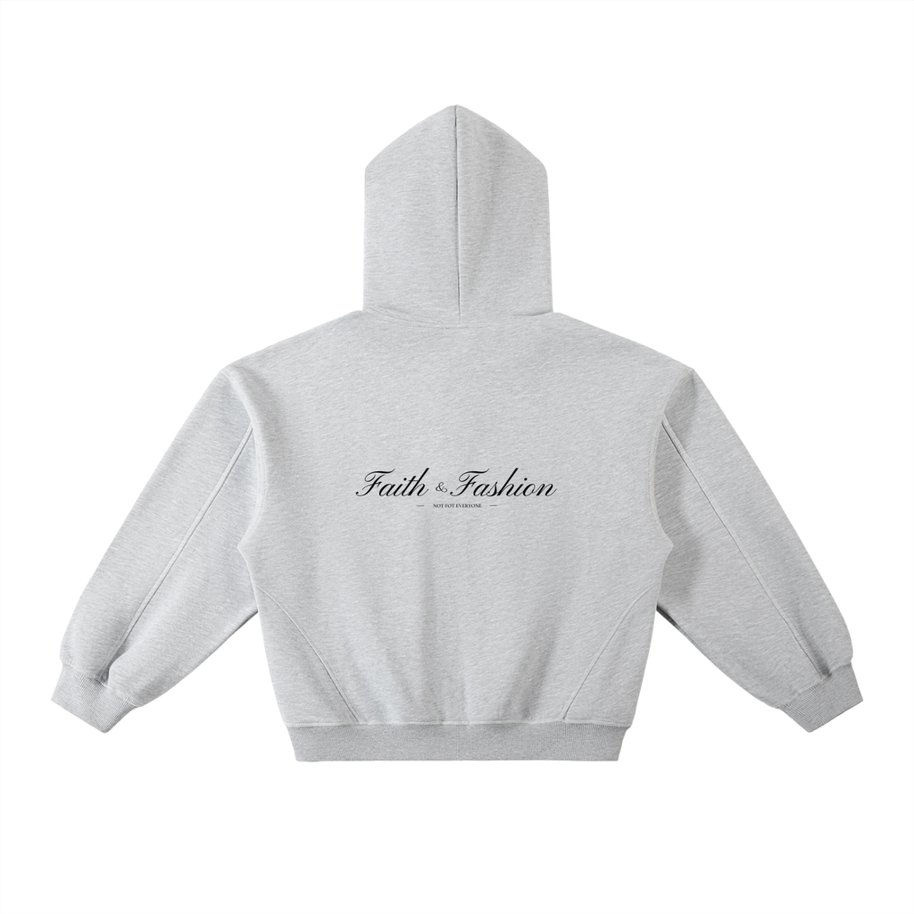 Contrast-Stitched Boxy Fleece Hoodie