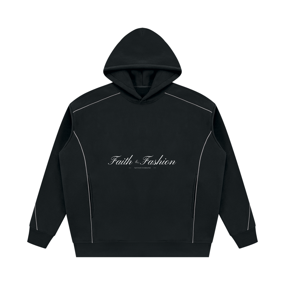 Unisex Oversized Piping Fleece Hoodie