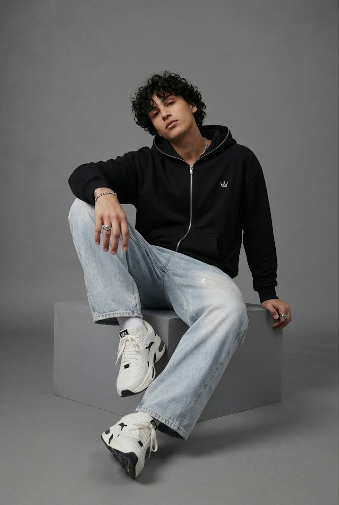 KING OF GLORY Fleeced Full-Zip Boxy Hoodie