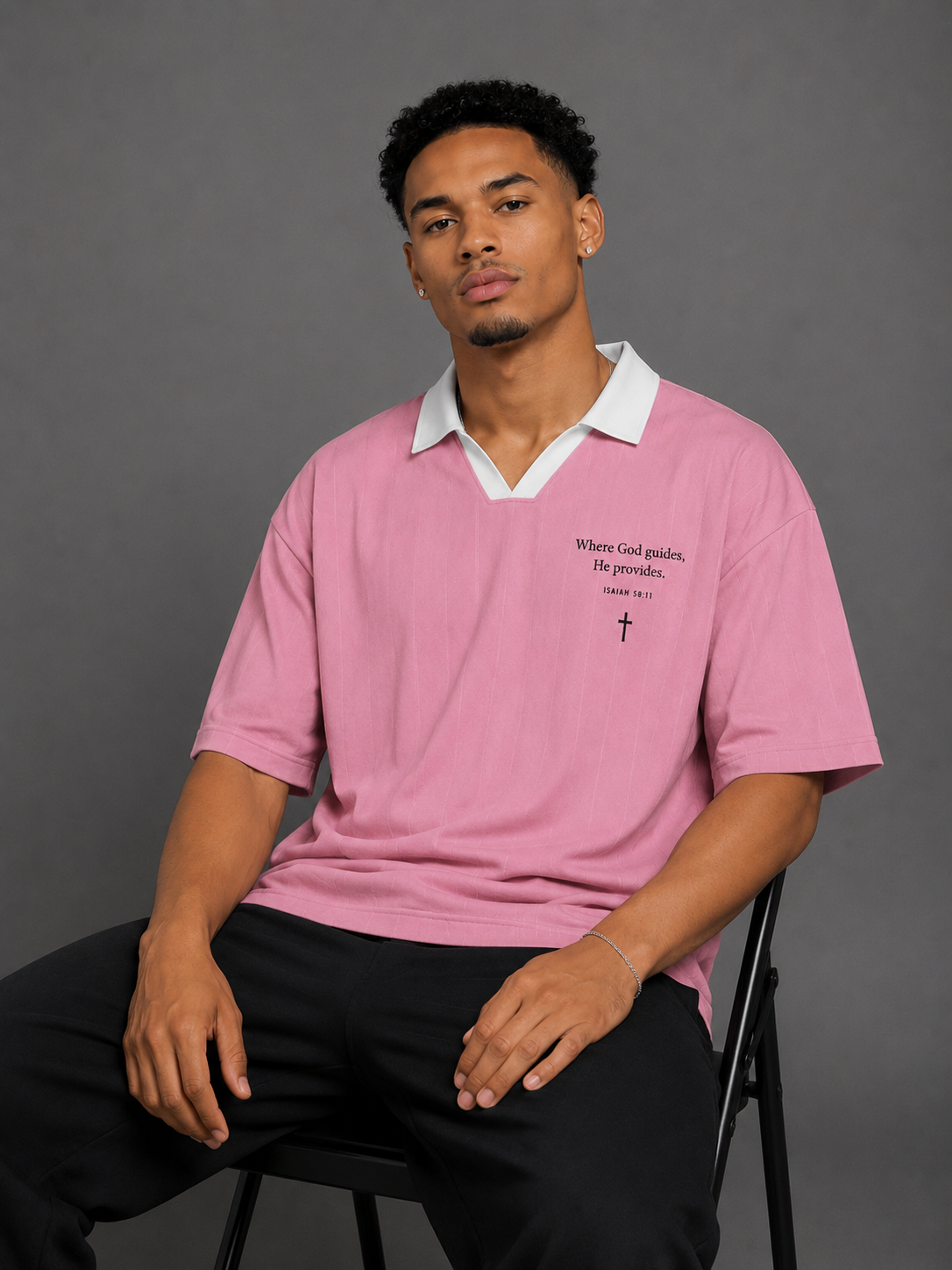 Unisex Striped Polo Tee - Where God Guides