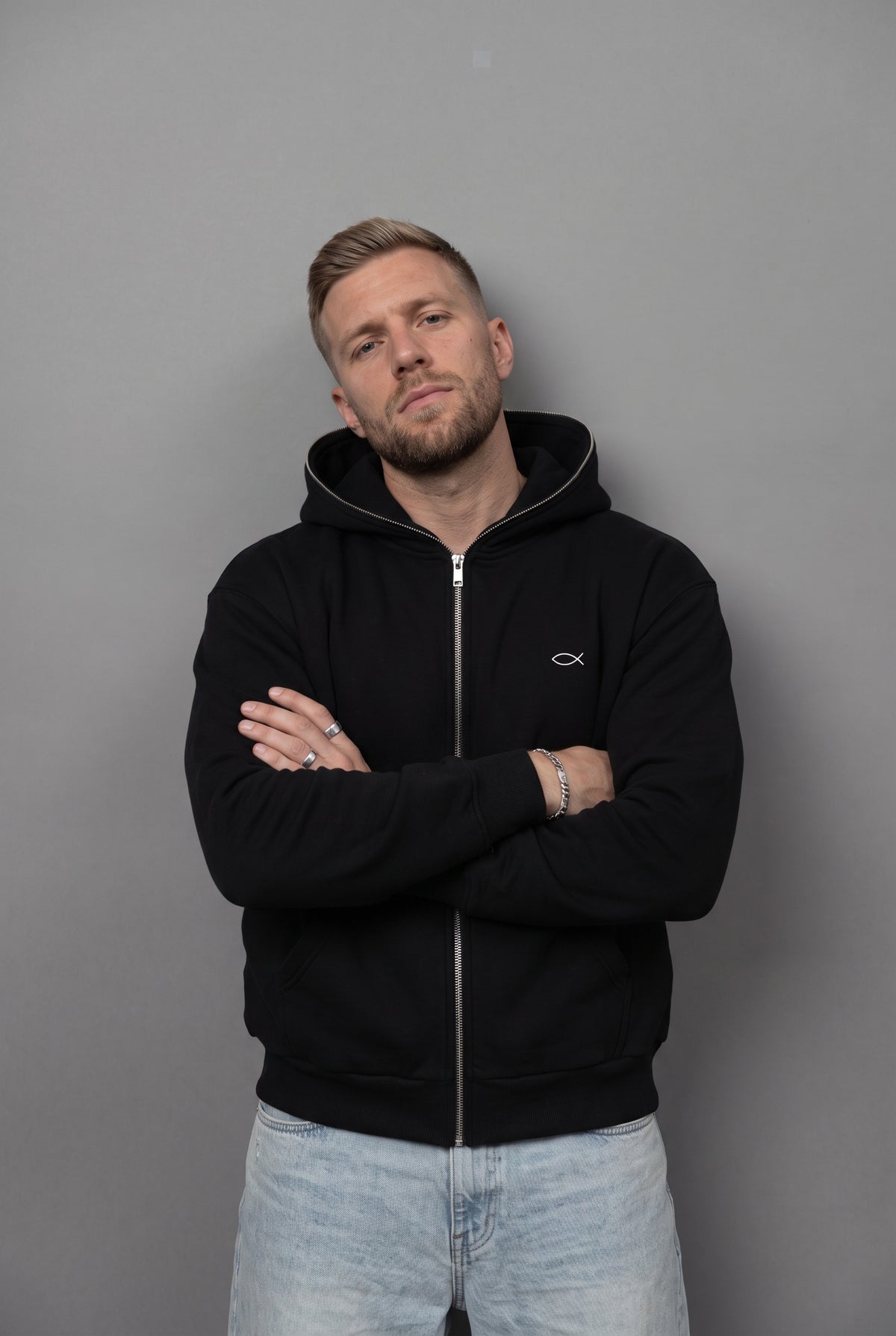 CALLED Fleeced Full-Zip Boxy Hoodie