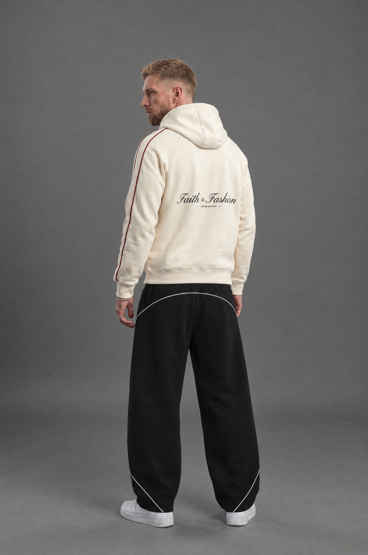 Unisex Piping Fleece Barrel Leg Sweatpants