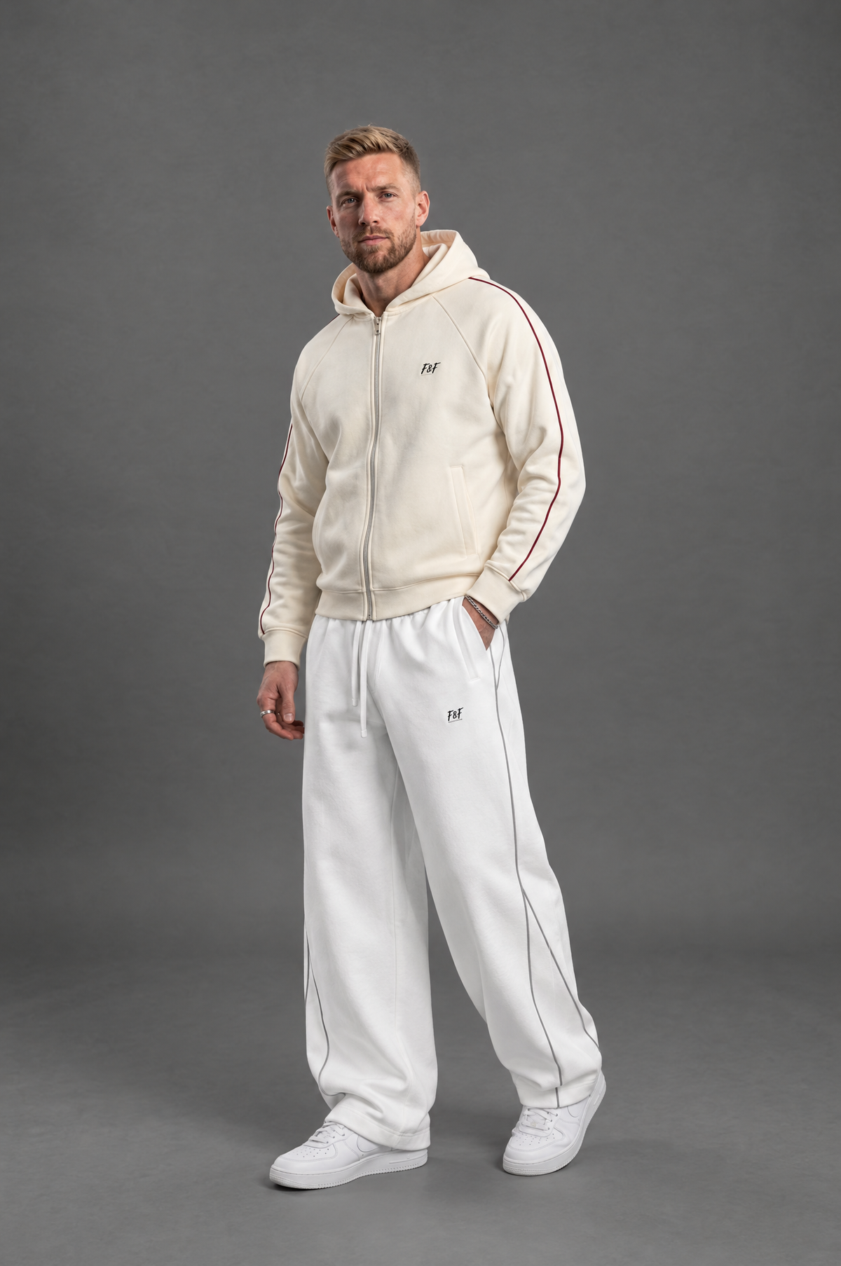 Unisex Piping Fleece Barrel Leg Sweatpants