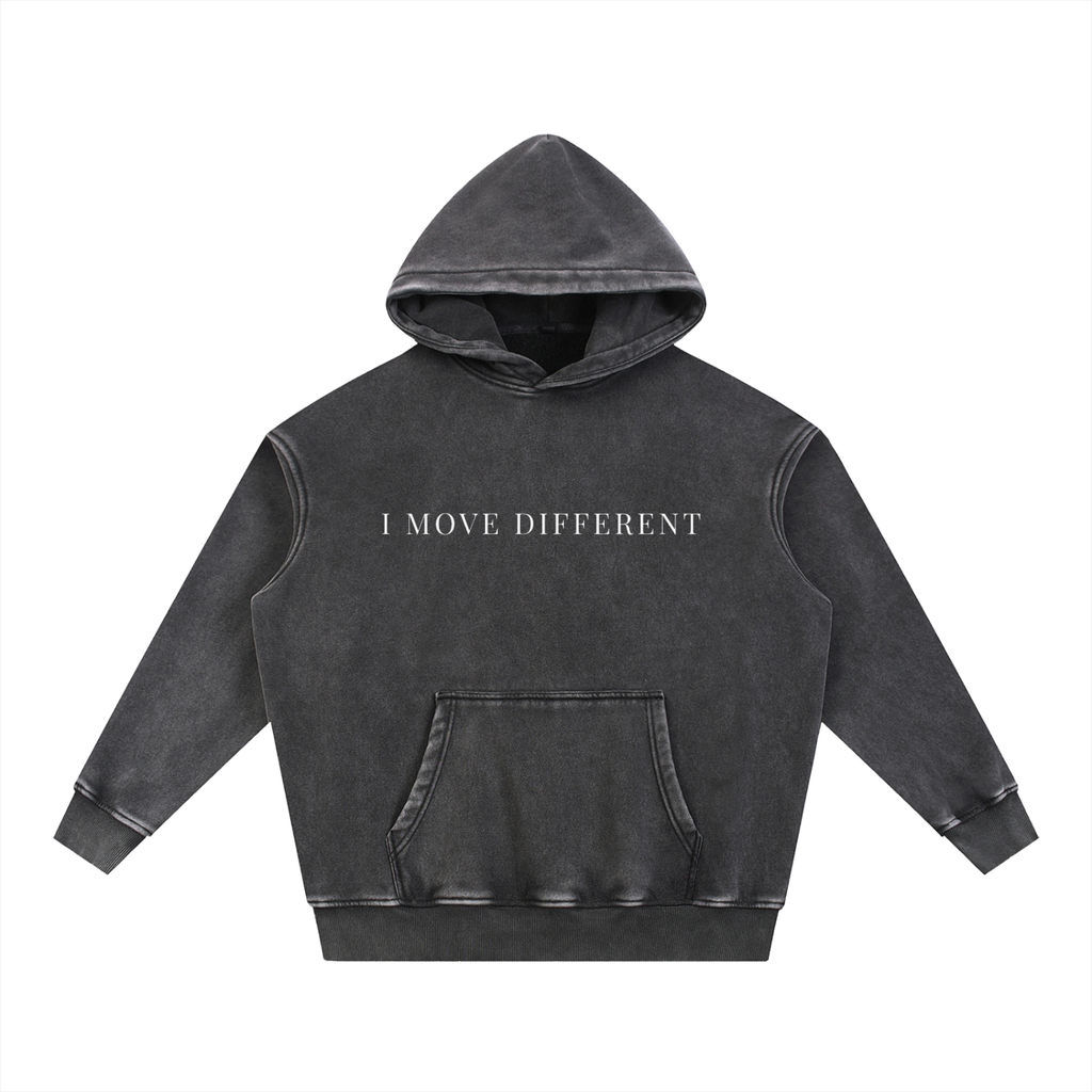 I Move Different Snow Wash Fleece Oversize Hoodie