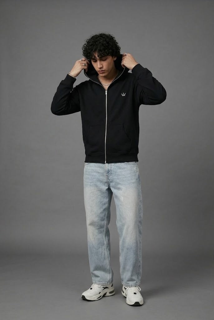 KING OF GLORY Fleeced Full-Zip Boxy Hoodie