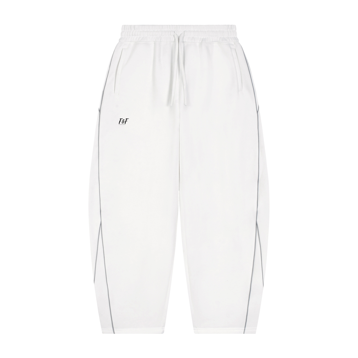 Unisex Piping Fleece Barrel Leg Sweatpants